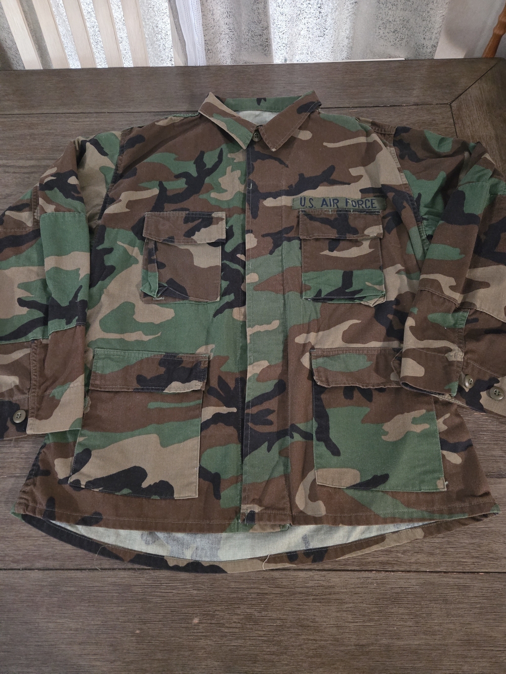 VTG USAF Woodland BDU Jacket JL Kaya Medium 21 P2P AirForce Factory Button Error